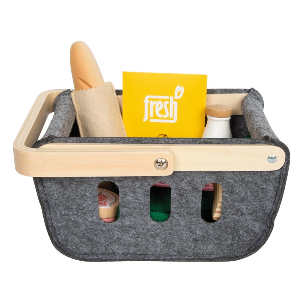 Panier de courses avec des aliments gris, SMALL FOOT COMPANY