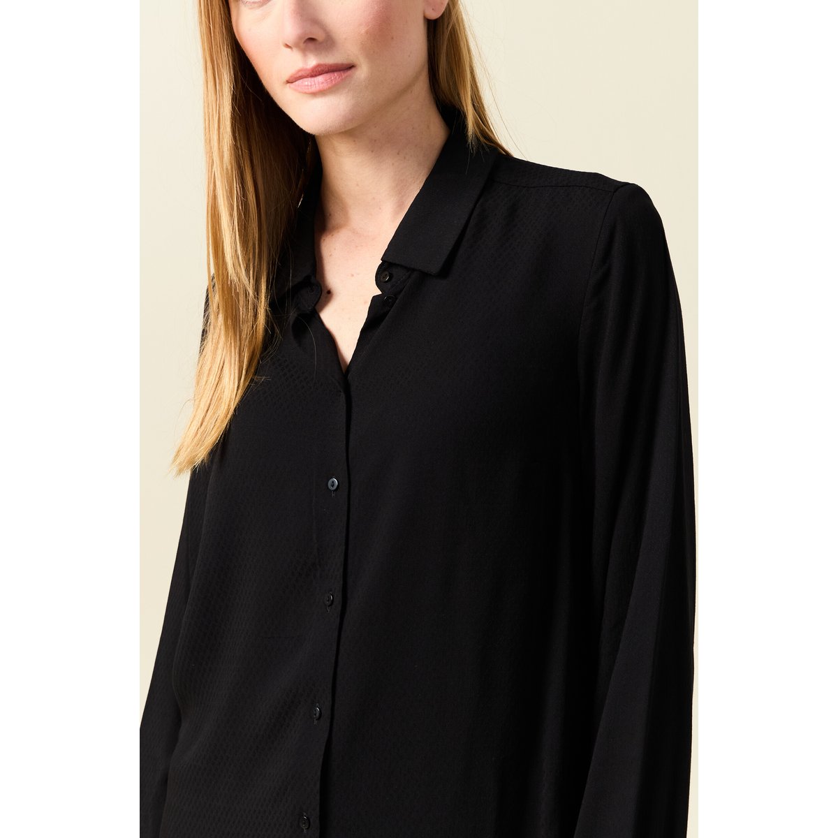 Chemise manches longues fluide noir, BONOBO