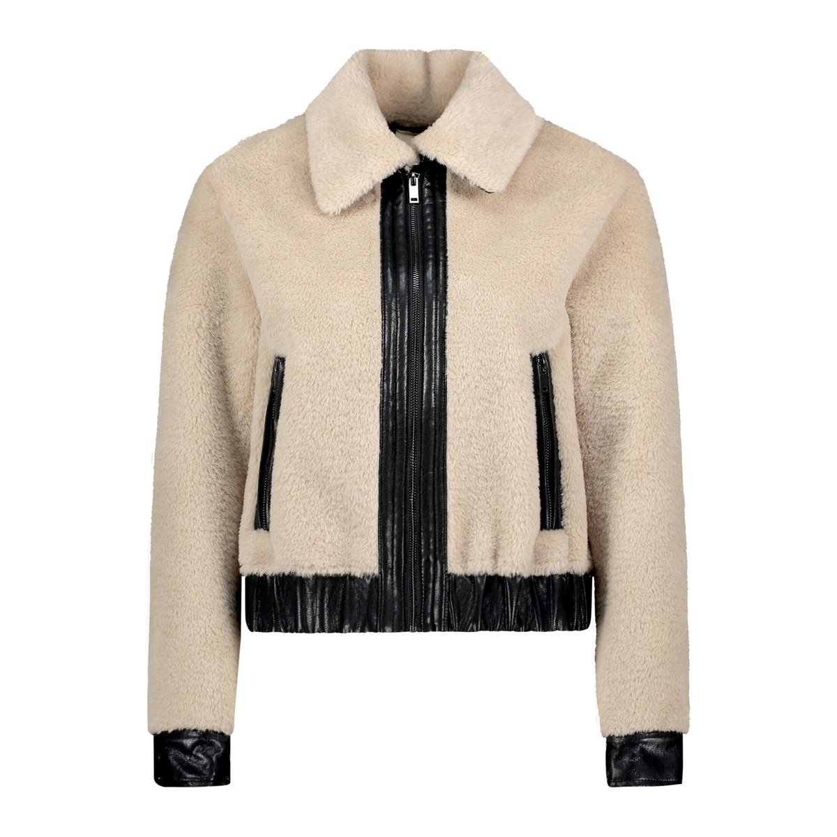 Veste en peluche à col desert beige, AMBER & JUNE