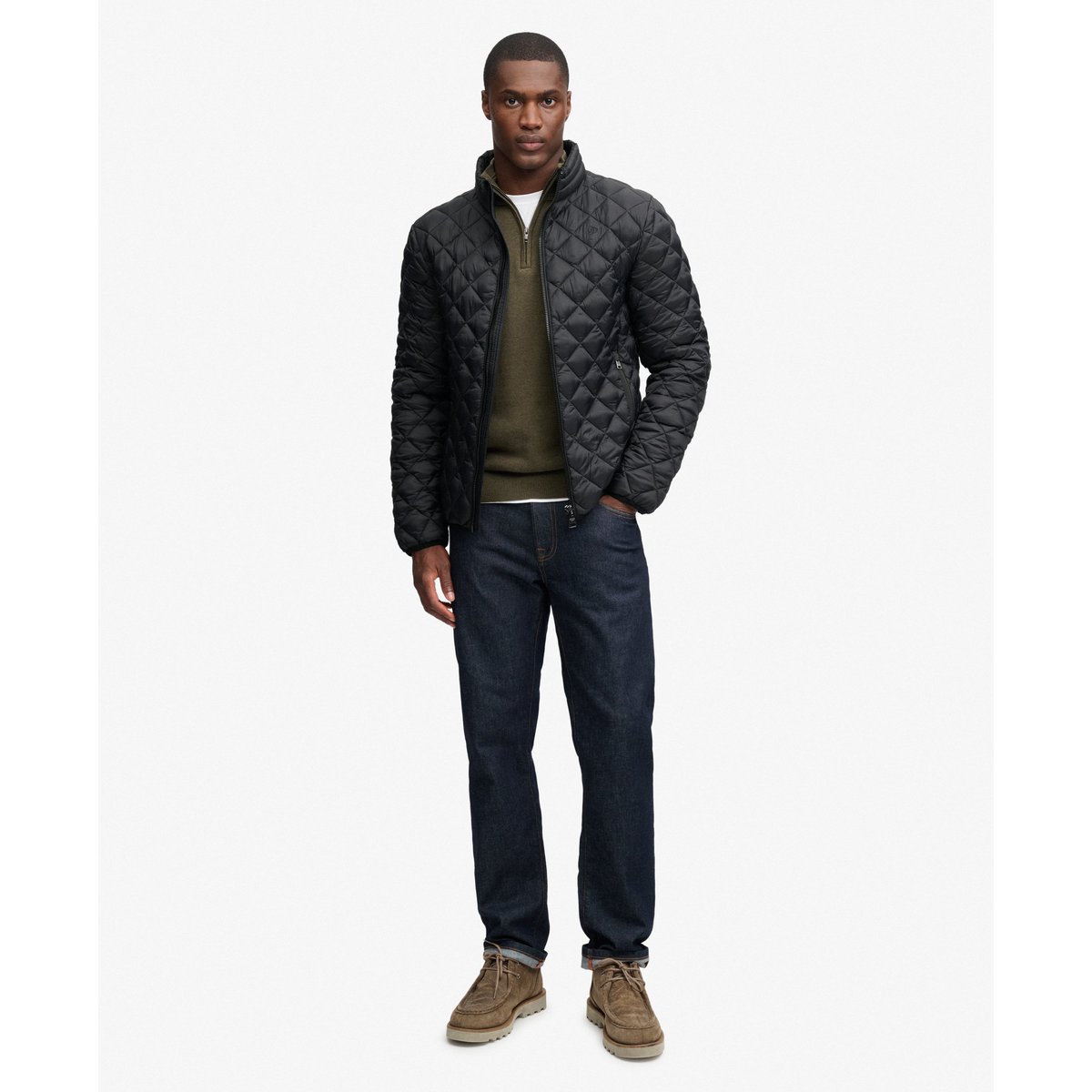 Veste Fuji Diamond Quilt coupe ajustée noir de jais, SUPERDRY