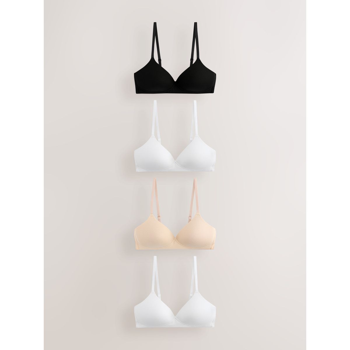 Soutien-gorge en coton, lot de 4 noir/noir/blanc/praline nude, NEXT