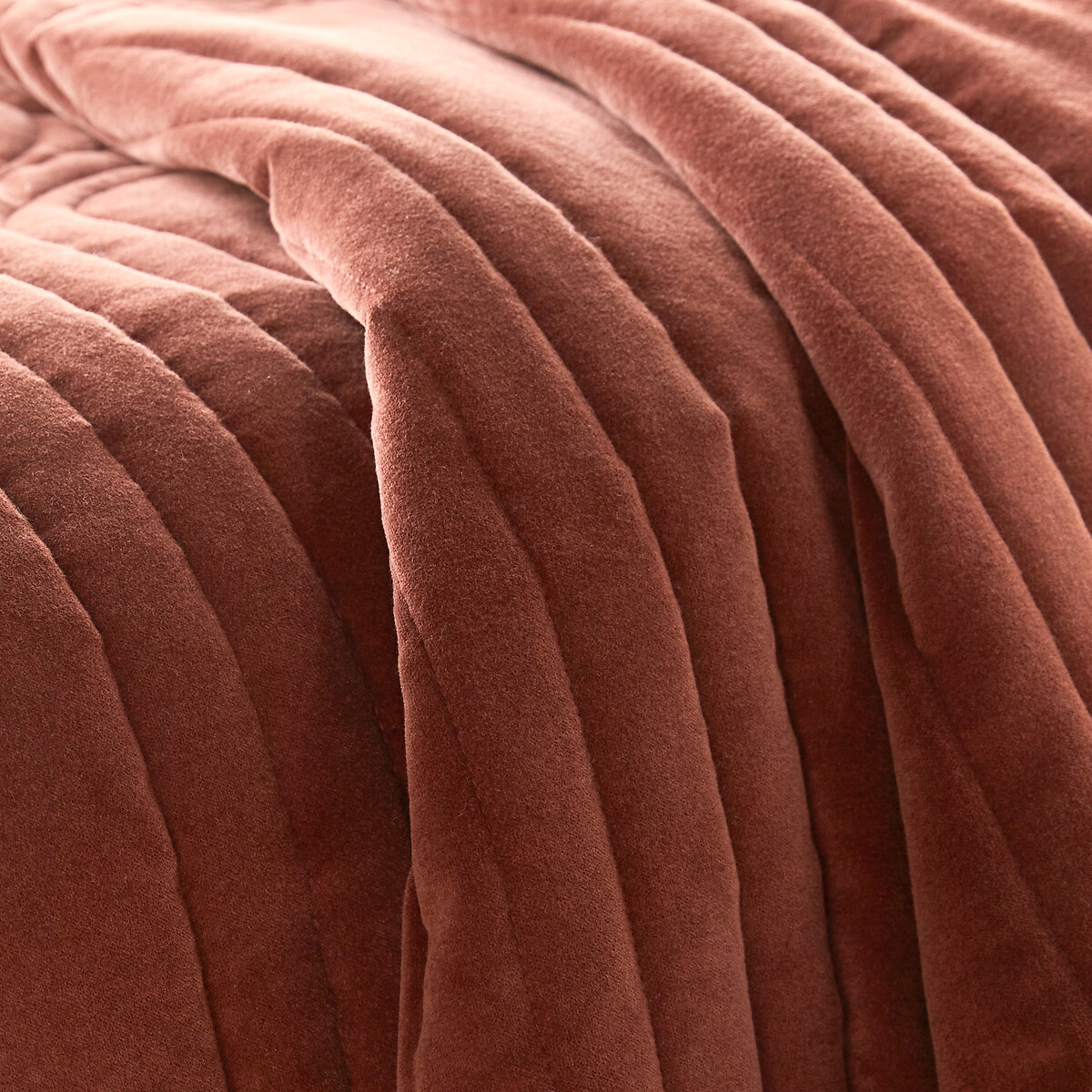 Couvre lit boutis matelassé velours coton Honorine terracotta, LA REDOUTE INTERIEURS