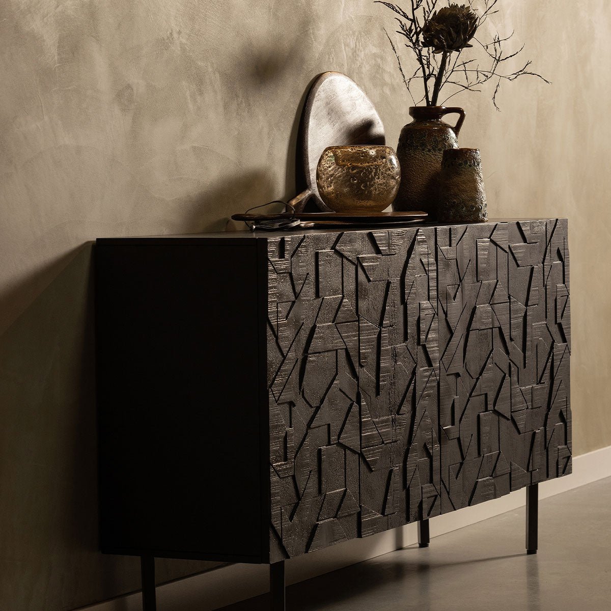 Buffet 4 portes en manguier COUNTER noir, WOOOD