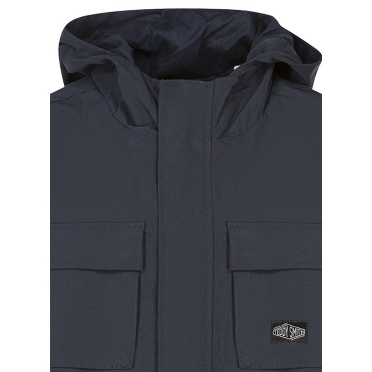 Blouson 4 poches marine uni avec une coupe droite et un col à capuche marine, TEDDY SMITH