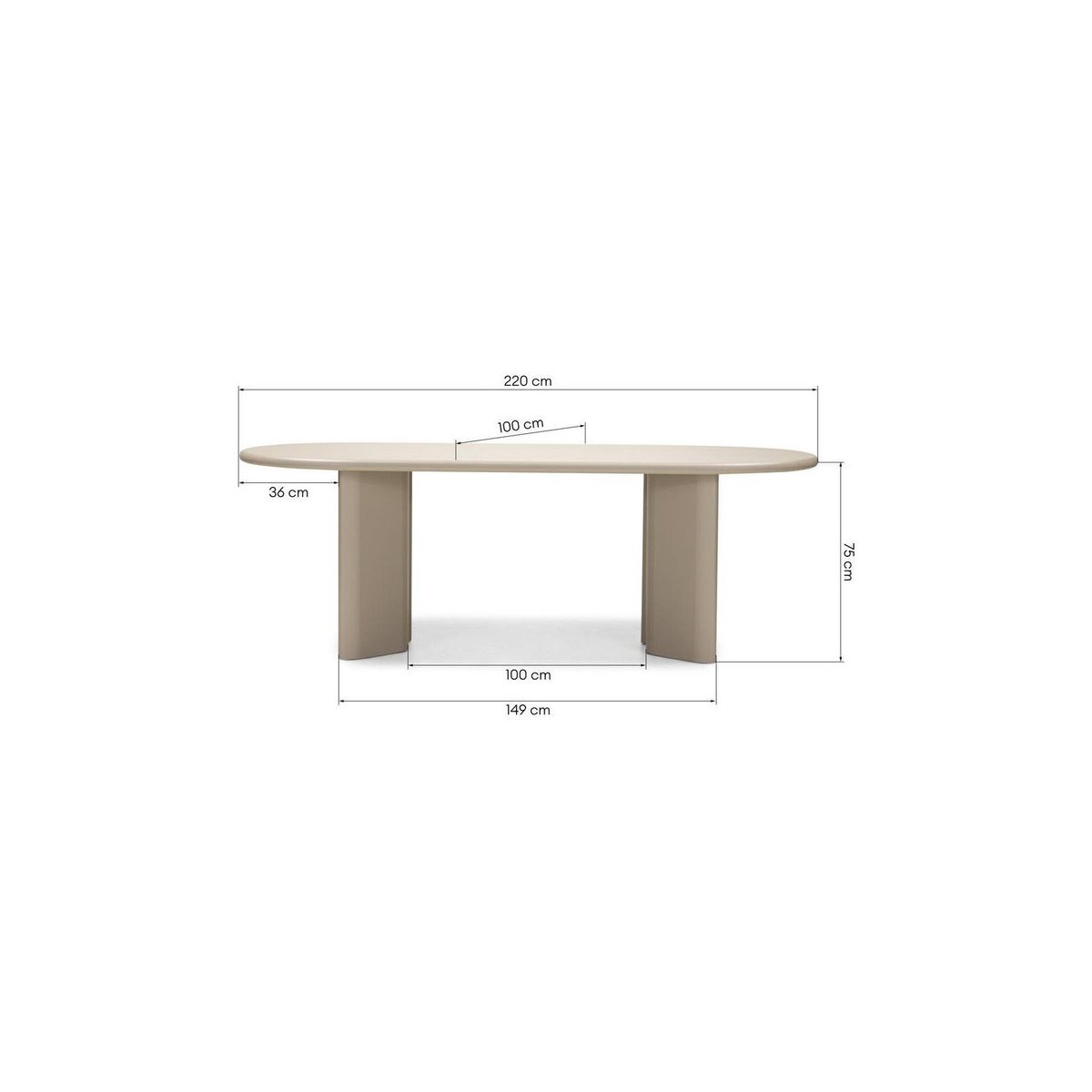 Table à manger ovale collection LOREN en bois beige foncé, RECOLLECTION