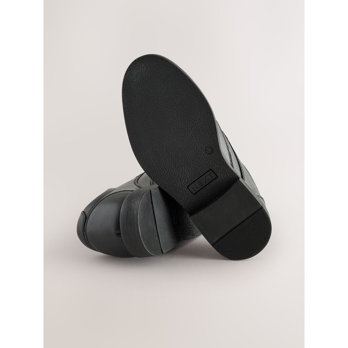 Chaussures en cuir à lacets élastiques noir, NEXT