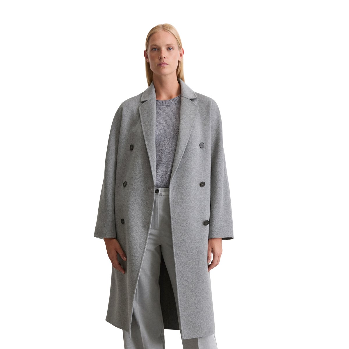 Manteau relaxed en mélange de laine double face gris clair, MARC O'POLO