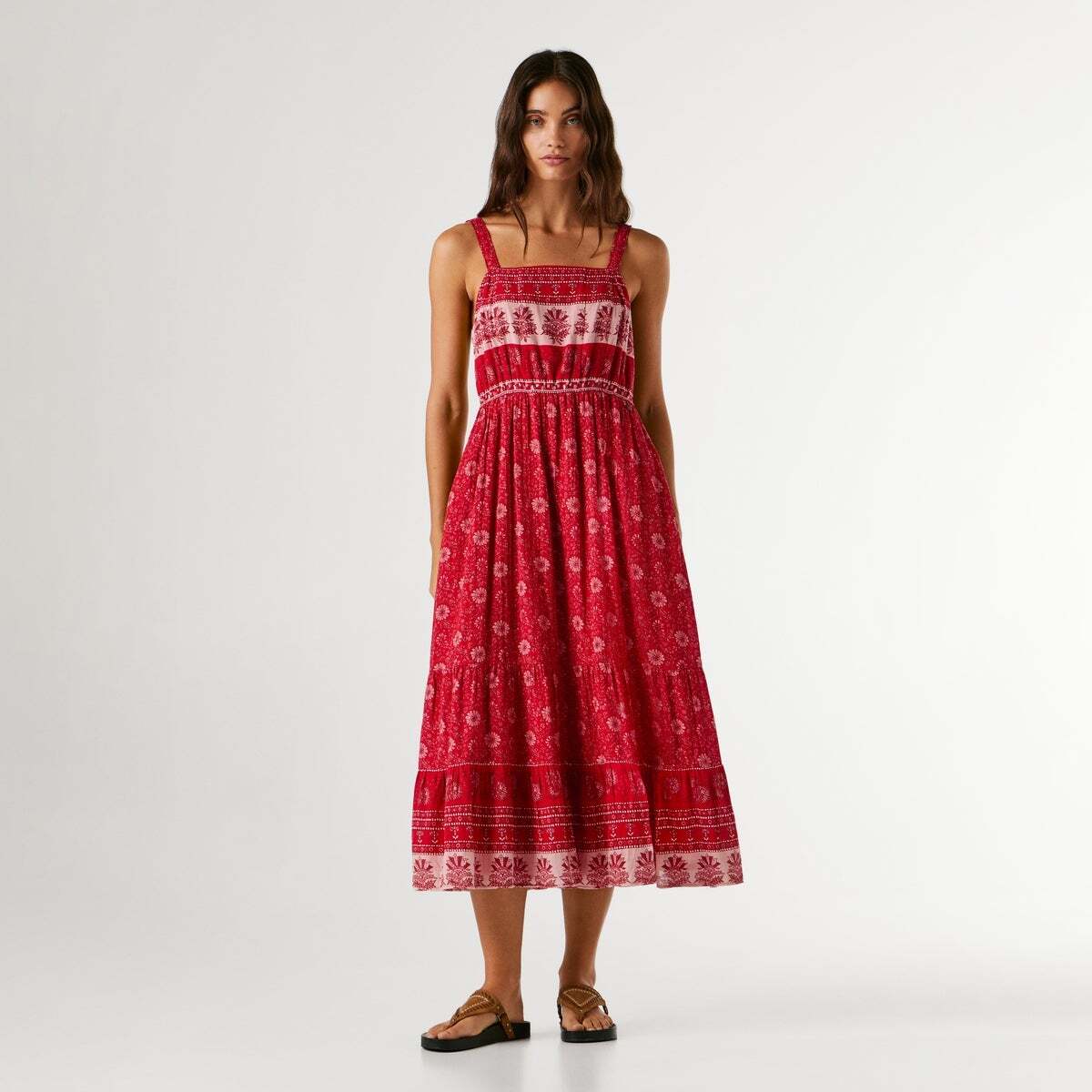 Robe Longue À Imprimé Floral rouge royal, PEPE JEANS