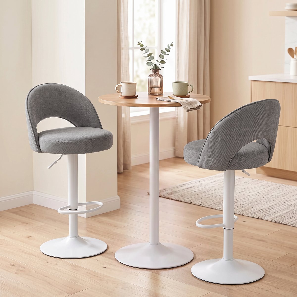 Tabouret de bar Chenille (100 % polyester) gris, noir, HOMCOM