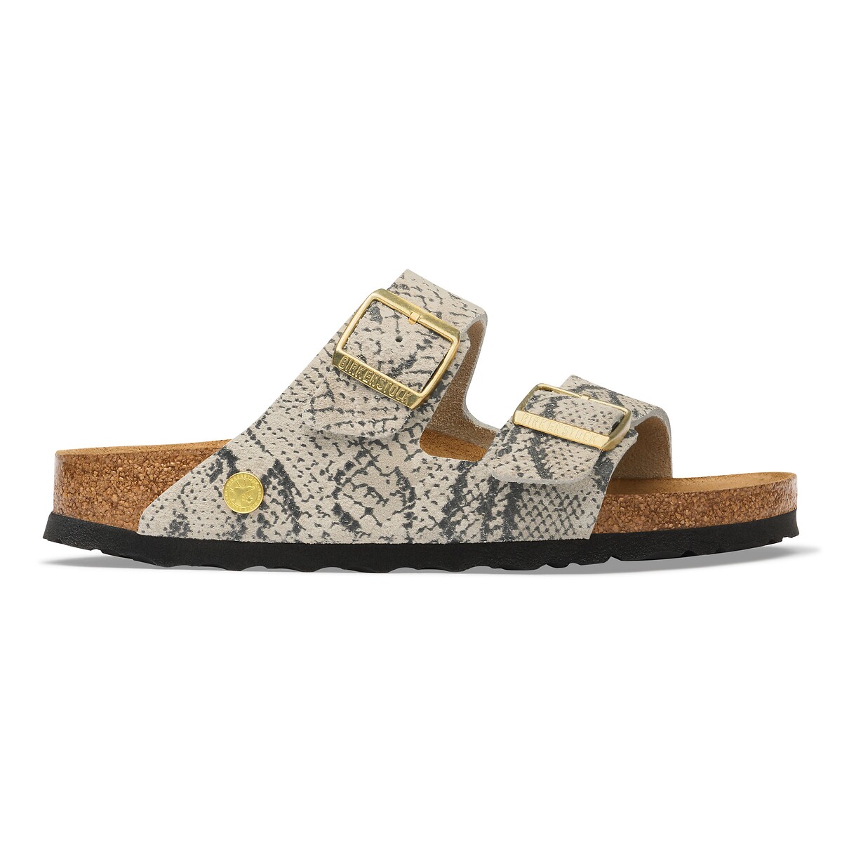 Mules de ante con doble correa Arizona Rivet gris, BIRKENSTOCK