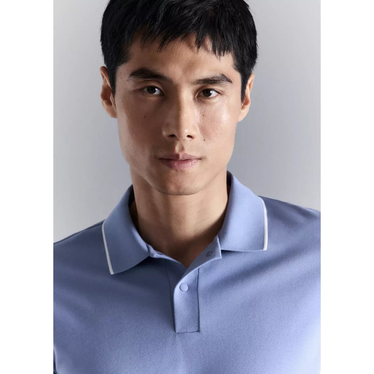 Polo piqué comfort stretch Coolmax ® bleu porcelaine, MANGO MAN