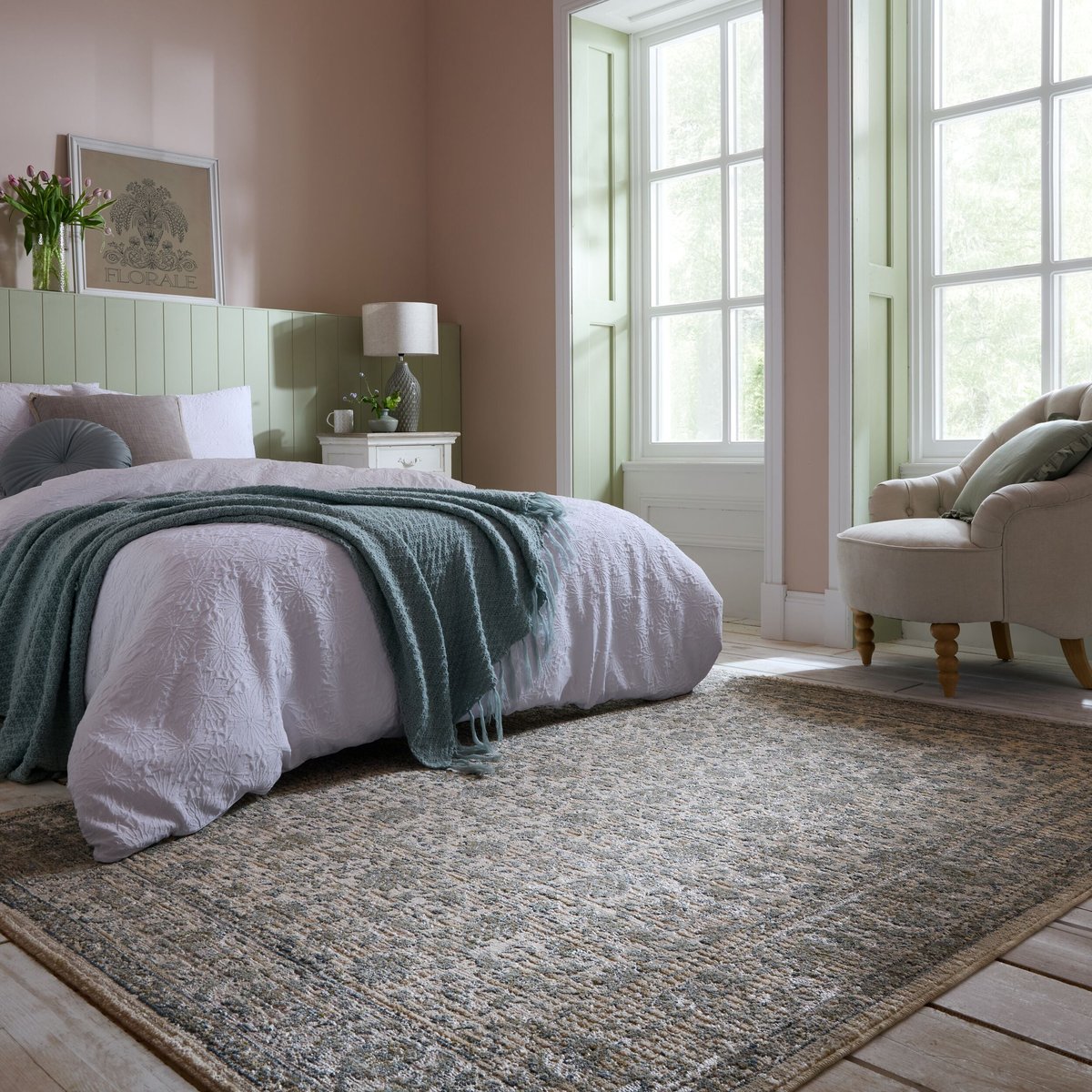 Tapis vintage ZETTA vert, FLAIR RUGS