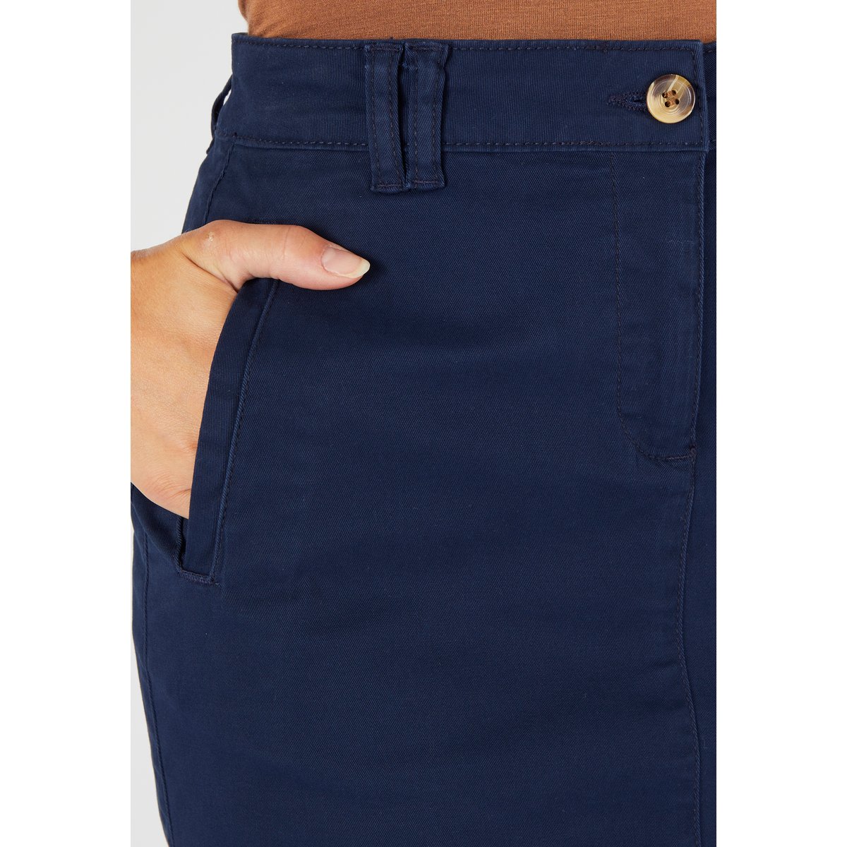 Jupe droite gabardine bleu marine, DAMART
