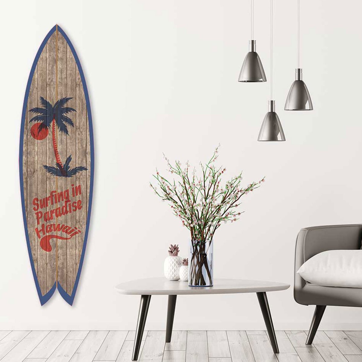 Planche de surf décorative paradise tableau alu dibond, HEXOA