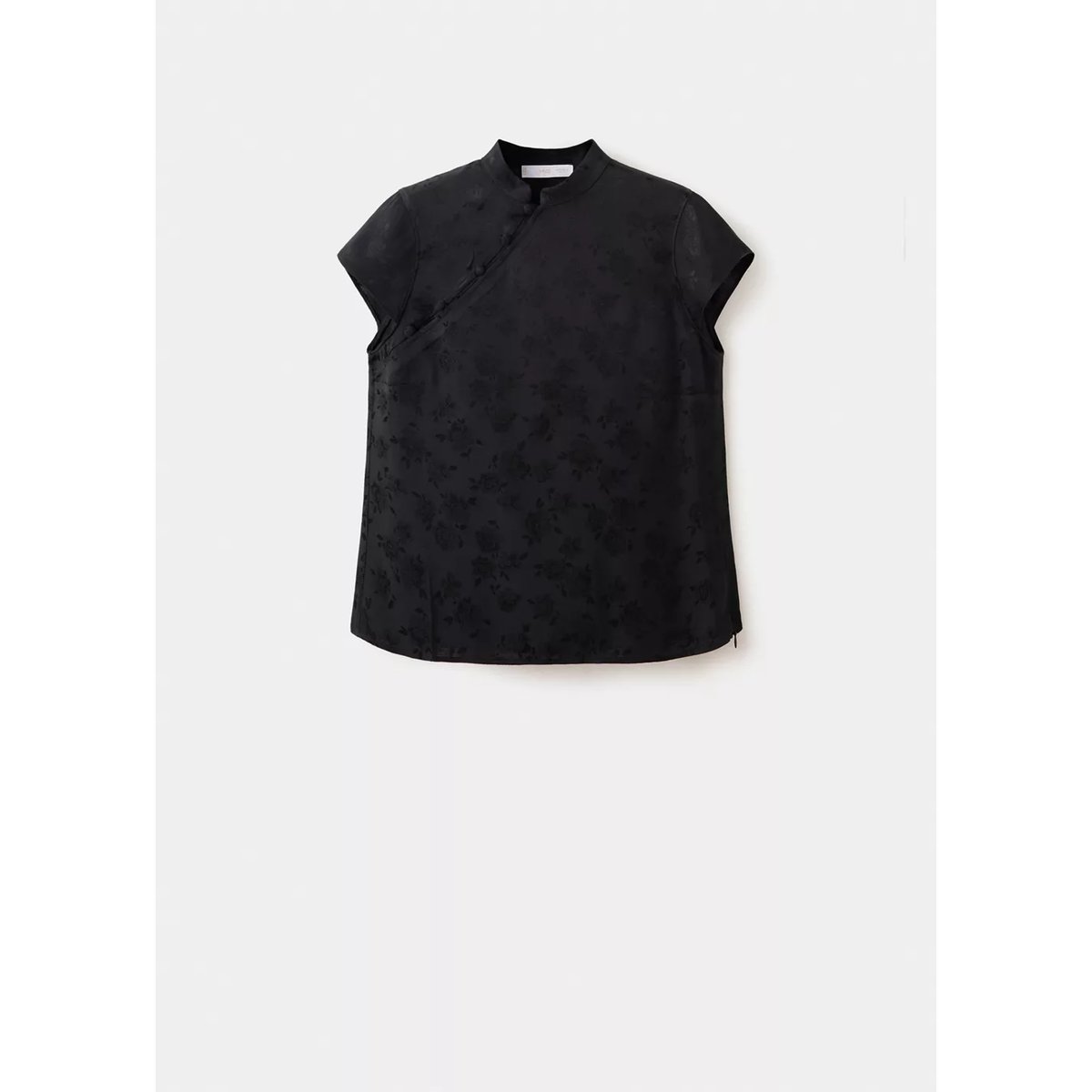 Haut jacquard à col officier gris anthracite, MANGO