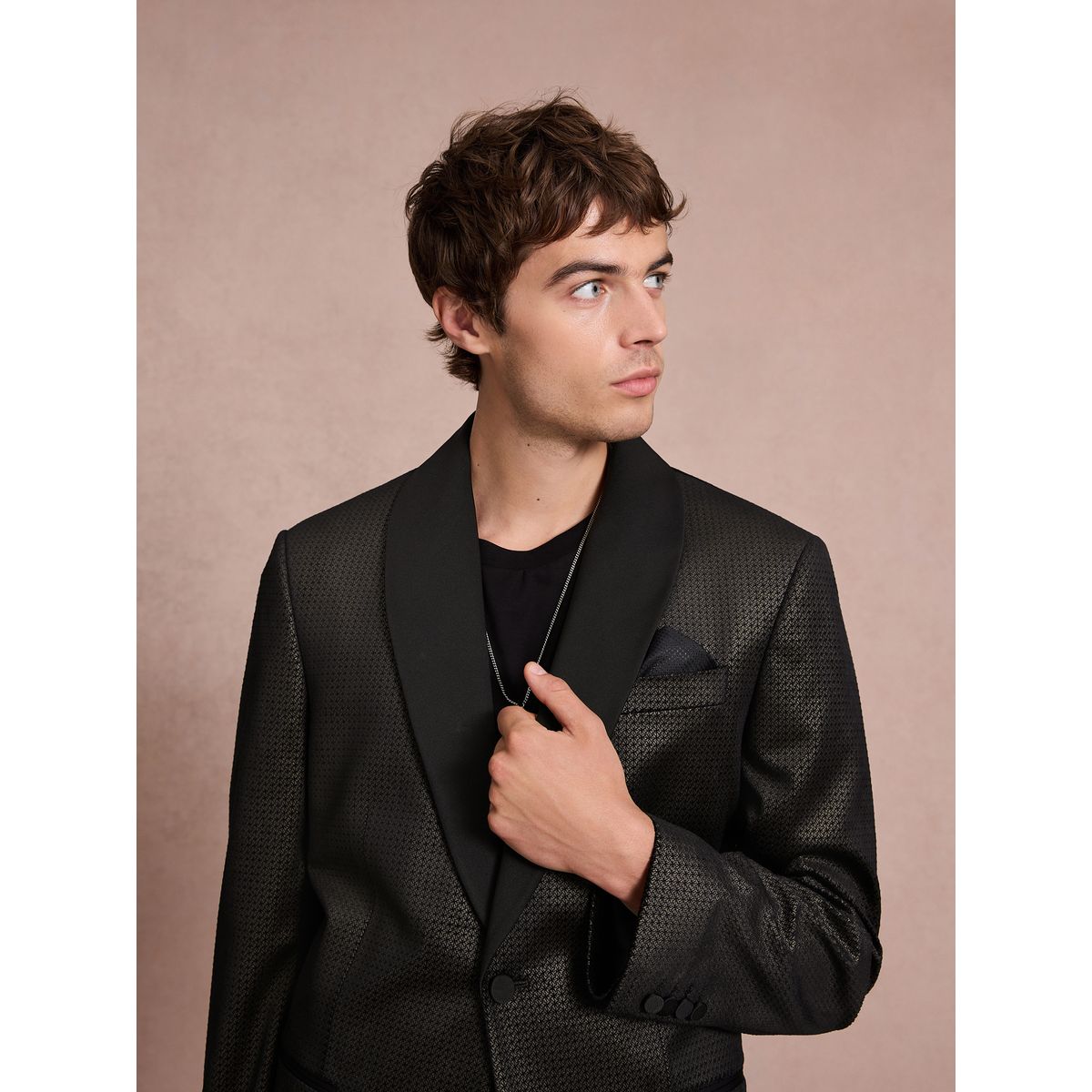 Blazer en velours à motif noir/doré, NEXT