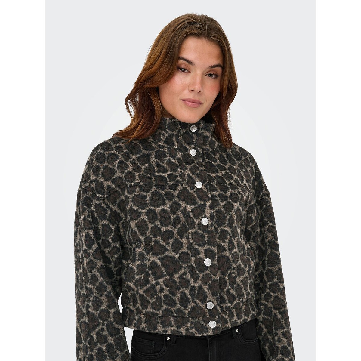 Manteau court imprimé léopard boutonné imprimé léopard, ONLY