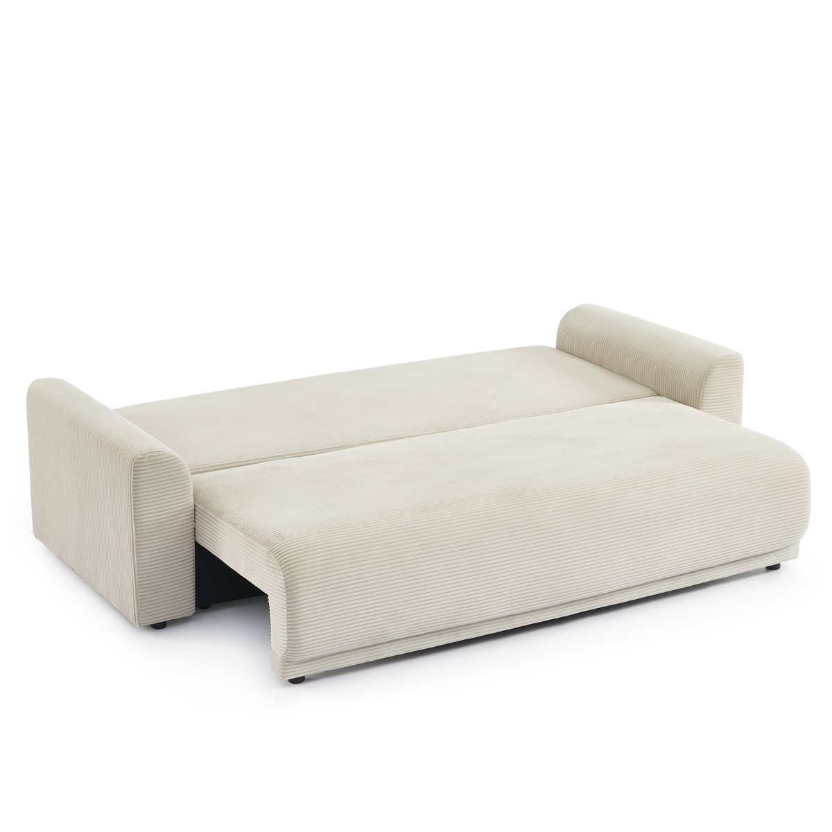 Canapé droit convertible velours SOLINE beige, BAÏTA