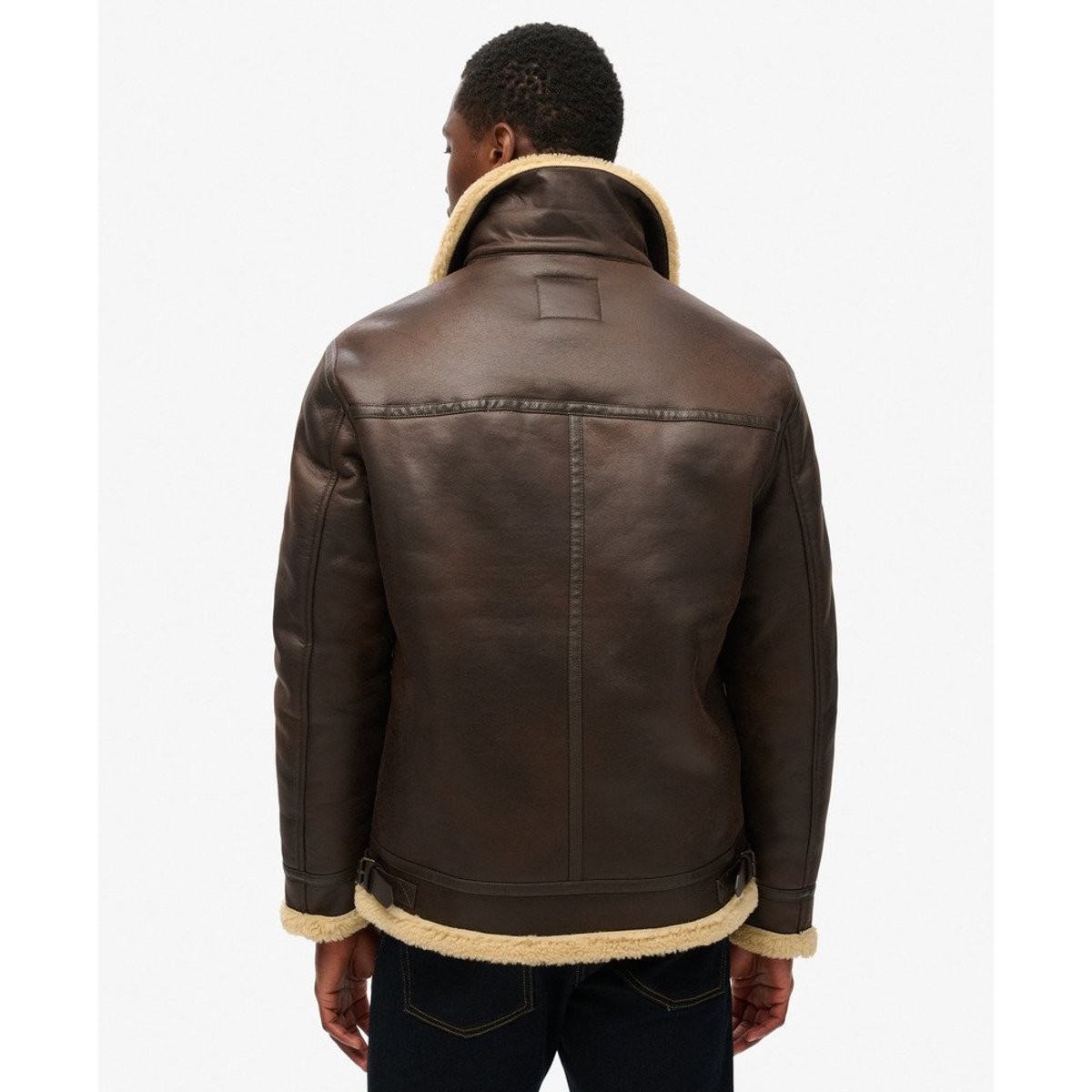 Veste Aviator imitation Fourrure Coupe Décontractée marron foncé, SUPERDRY