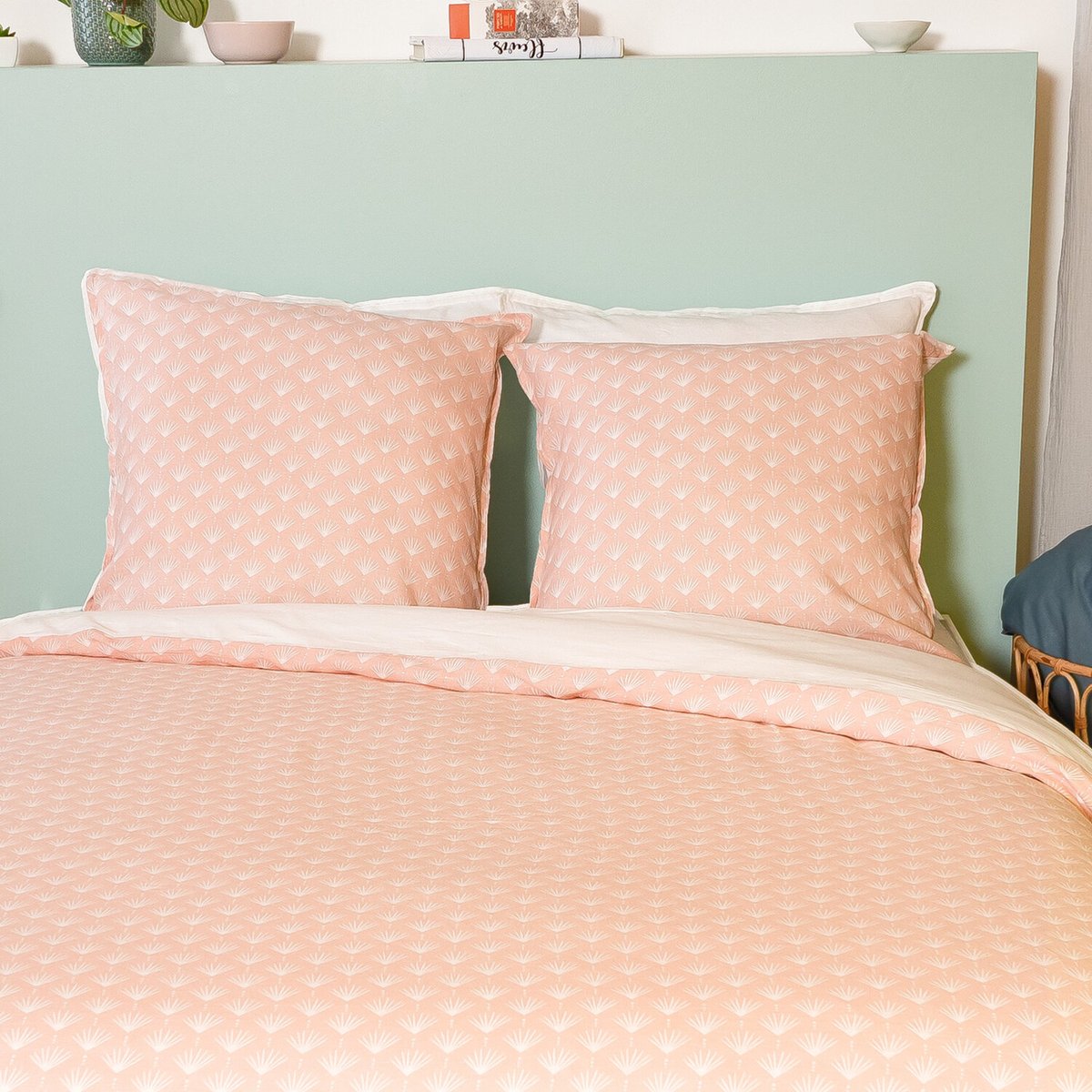 Parure housse de couette en coton imprimée, Evi rose, C DESIGN HOME TEXTILE