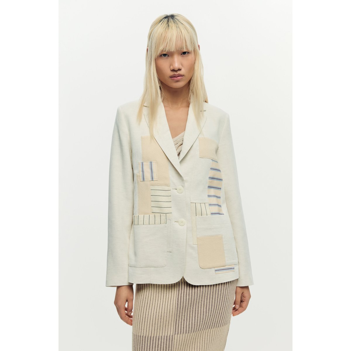 Veste patchwork blanche beige, DESIGUAL