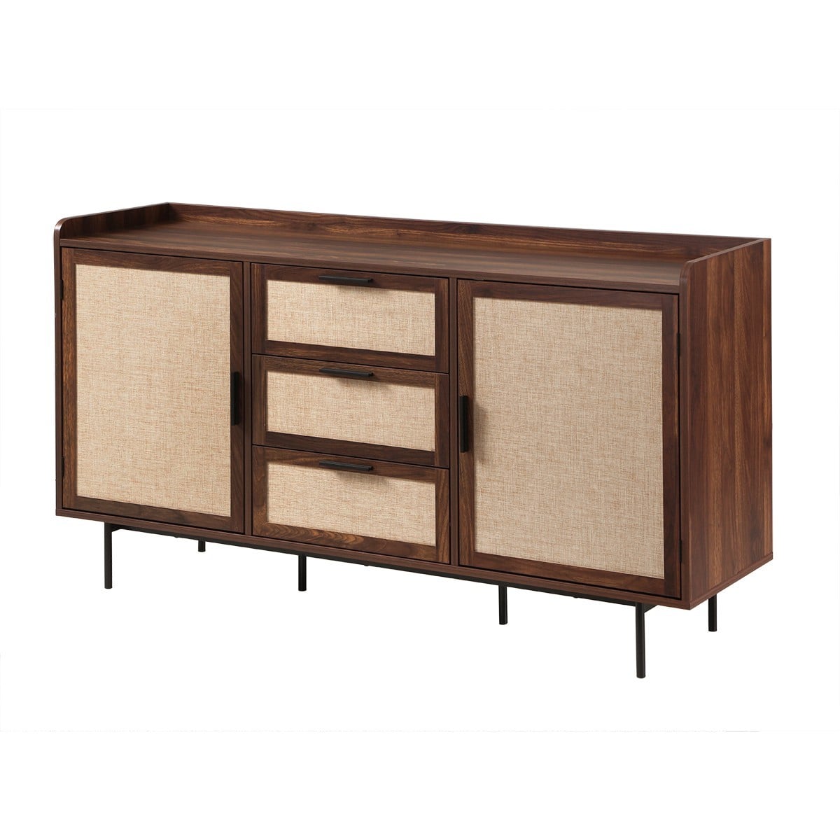 Buffet 2 portes 3 tiroirs JETSON bois foncé, CALICOSY