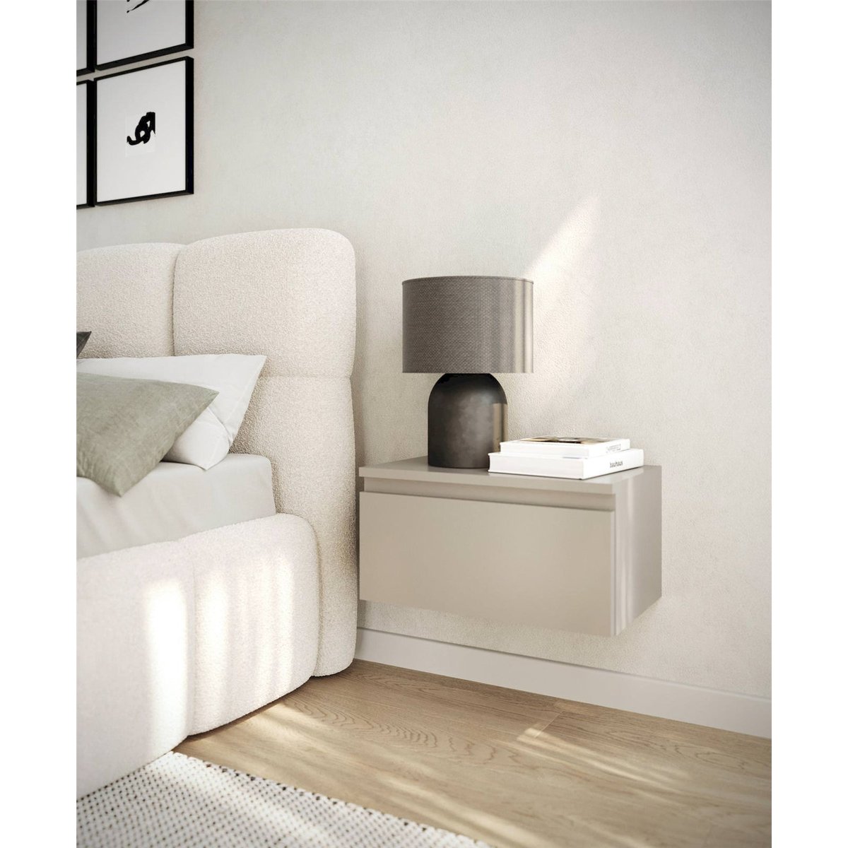 Table de chevet murale bois collection BEMMI cachemire, RECOLLECTION