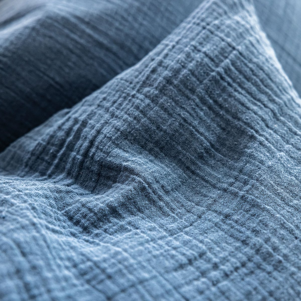 Housse de couette gaze de coton bleu, TERRE DE NUIT