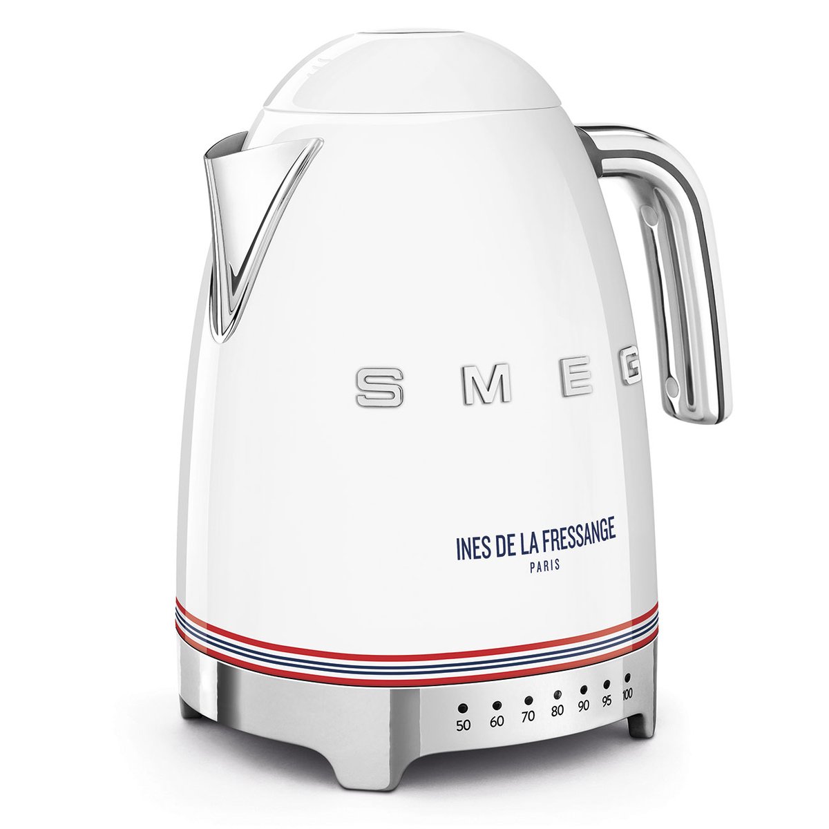 Bouilloire à température réglable 1,7 litre KLF04 blanc inès de la fressange brillant, SMEG