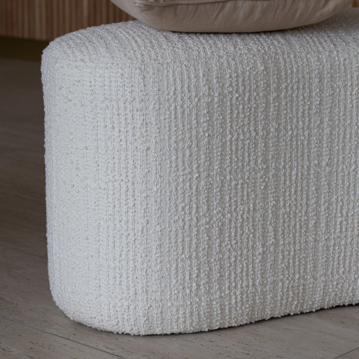 Banc en bouclette et structure en bois, MALO ecru, NOW'S HOME