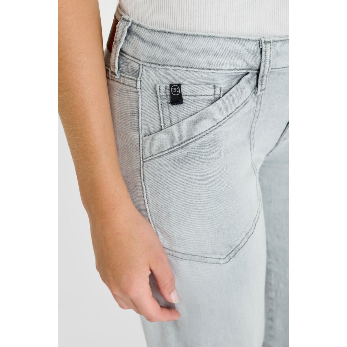 Jeans flare , longueur 34 grey, LE TEMPS DES CERISES