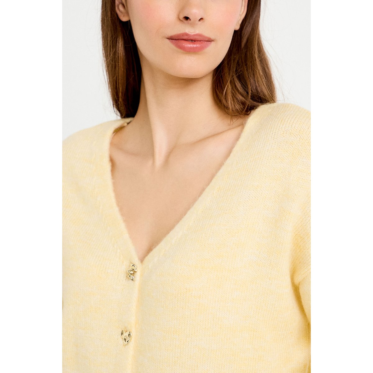 Gilet col v manches longues jaune clair, CACHE CACHE