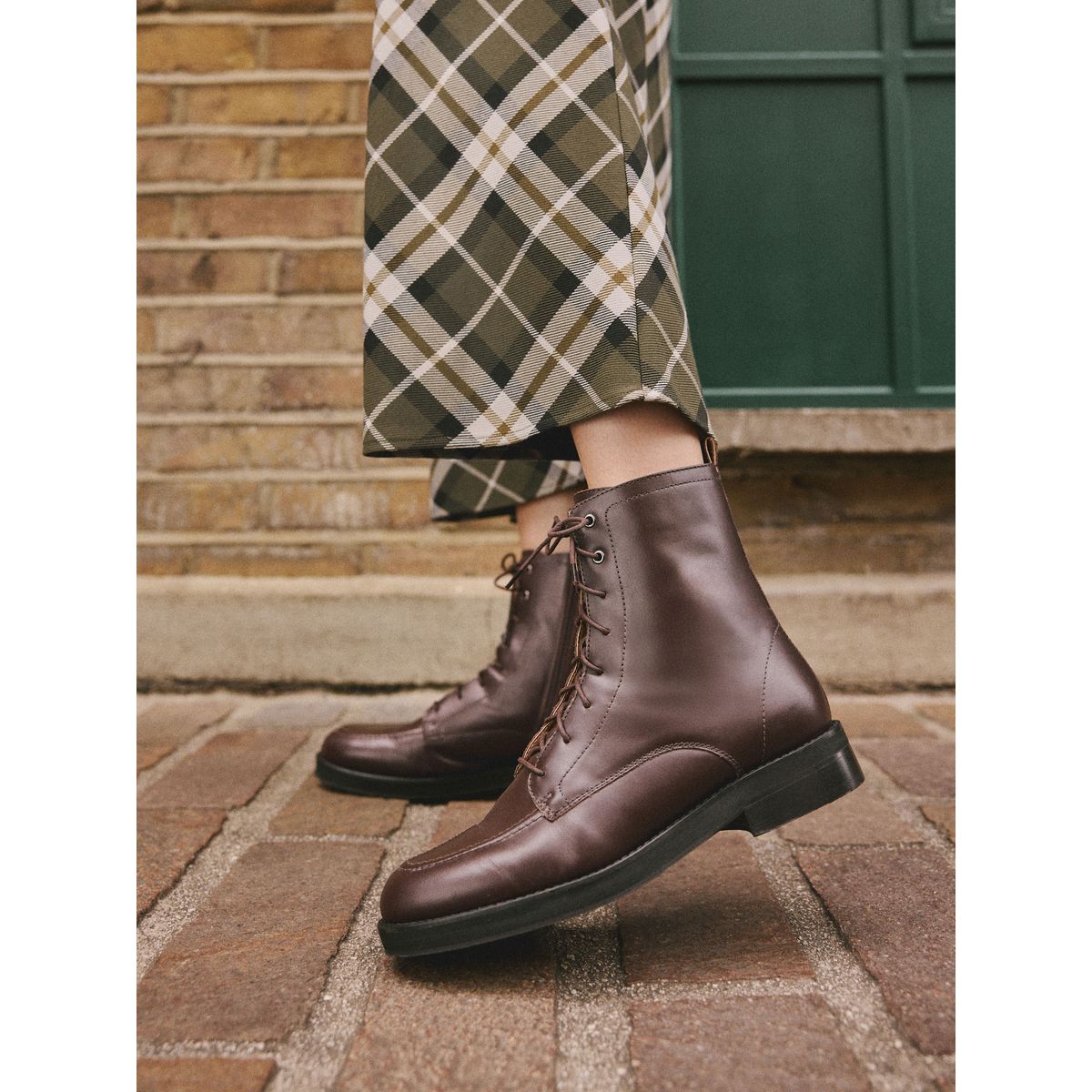 Bottines forever comfort® à lacets cuir rouge bourgogne, NEXT