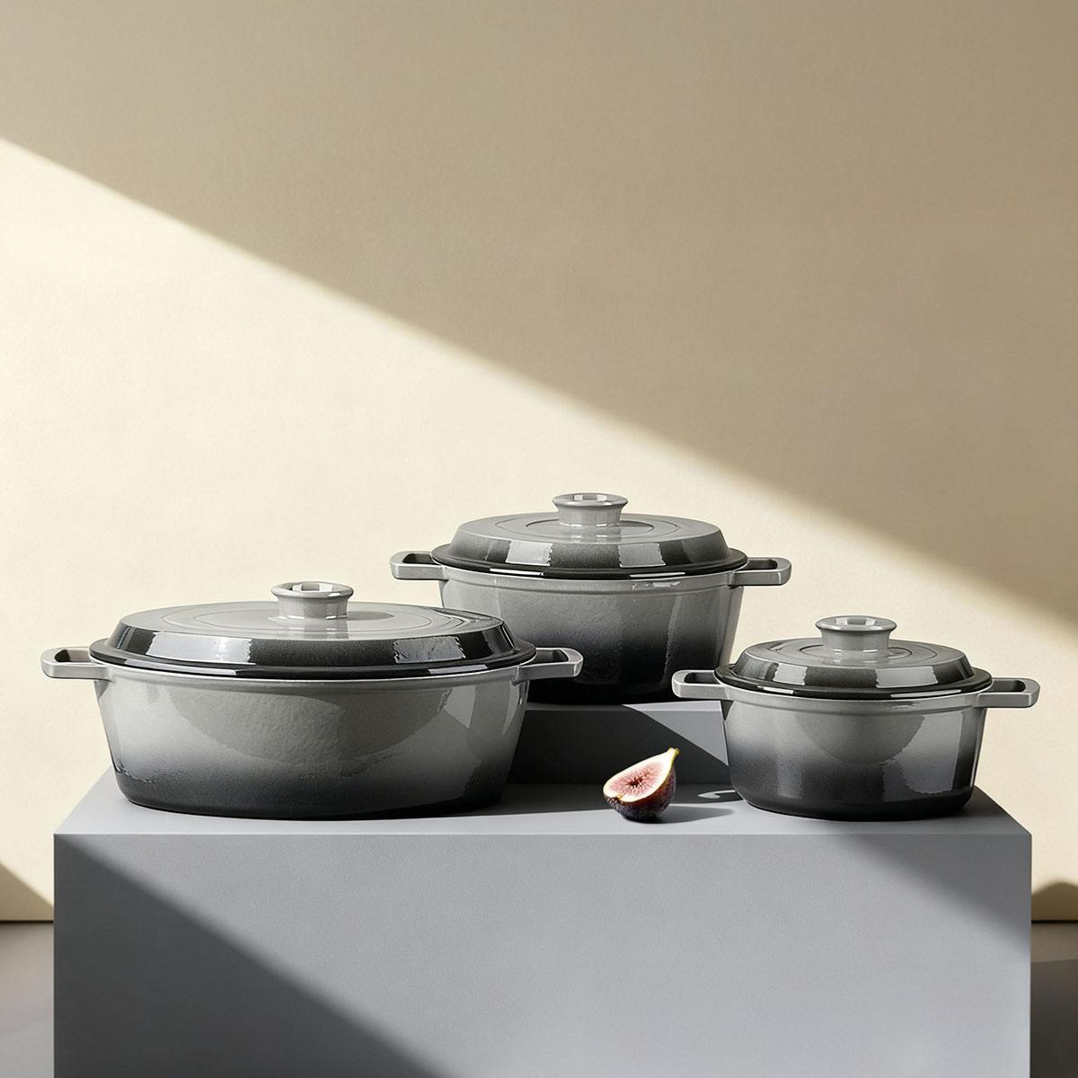 Cocotte en fonte ovale 33cm - "Masseiron Ardoise" couleur unique, LAGUIOLE CUISSON