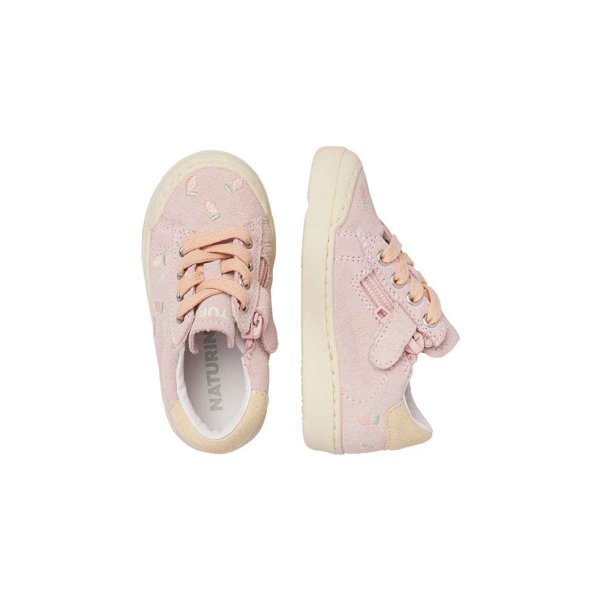 Sneakers en daim avec impression de citrons EINDHOVEN 2 EMBR.ZIP. rose-vanille, NATURINO