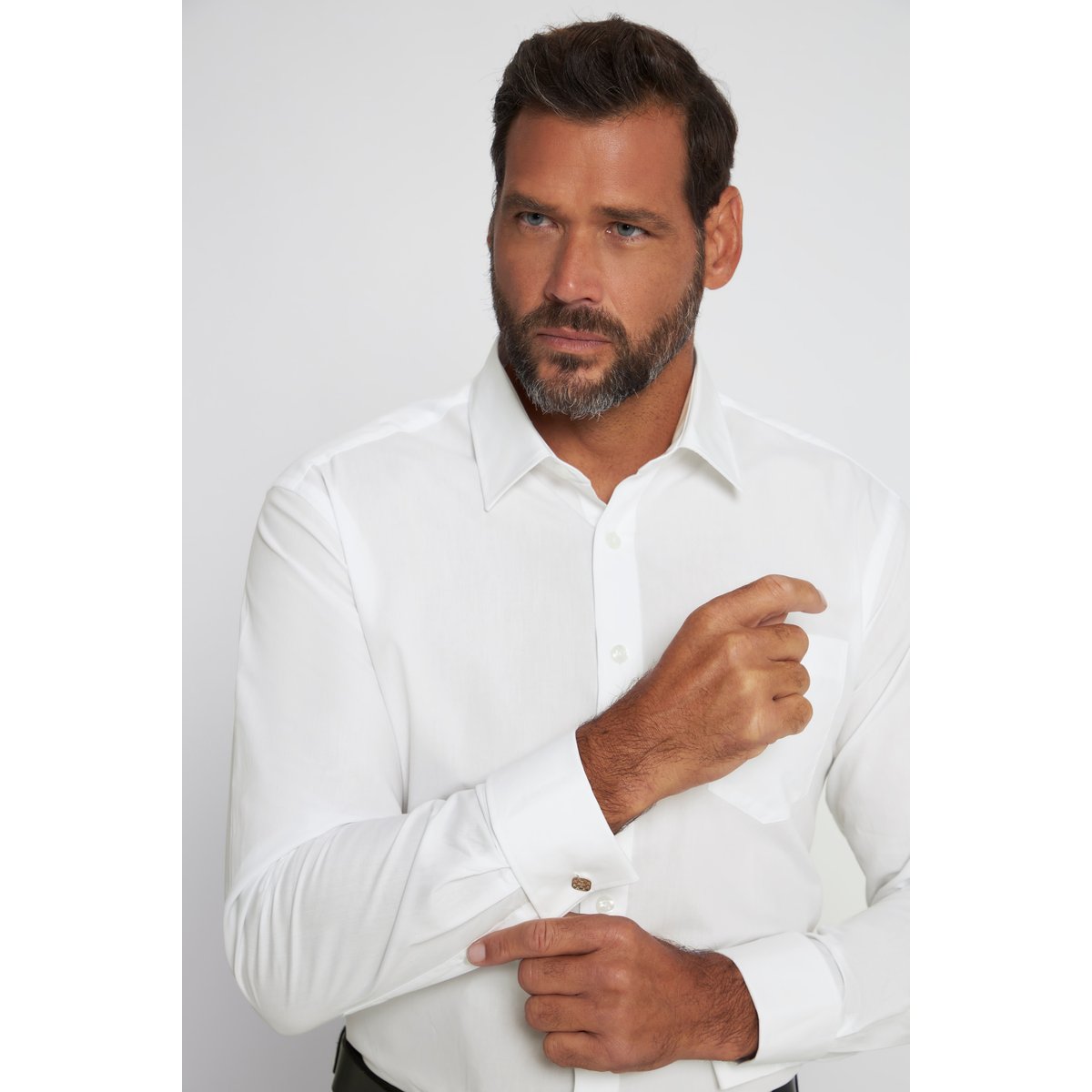 Chemise à poignets mousquetaires blanc neige, JP1880