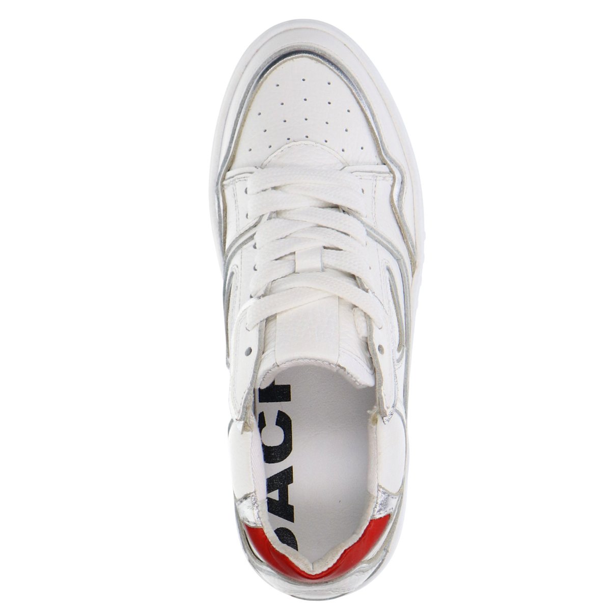 Baskets en cuir avec détails argentés blanc, SACHA