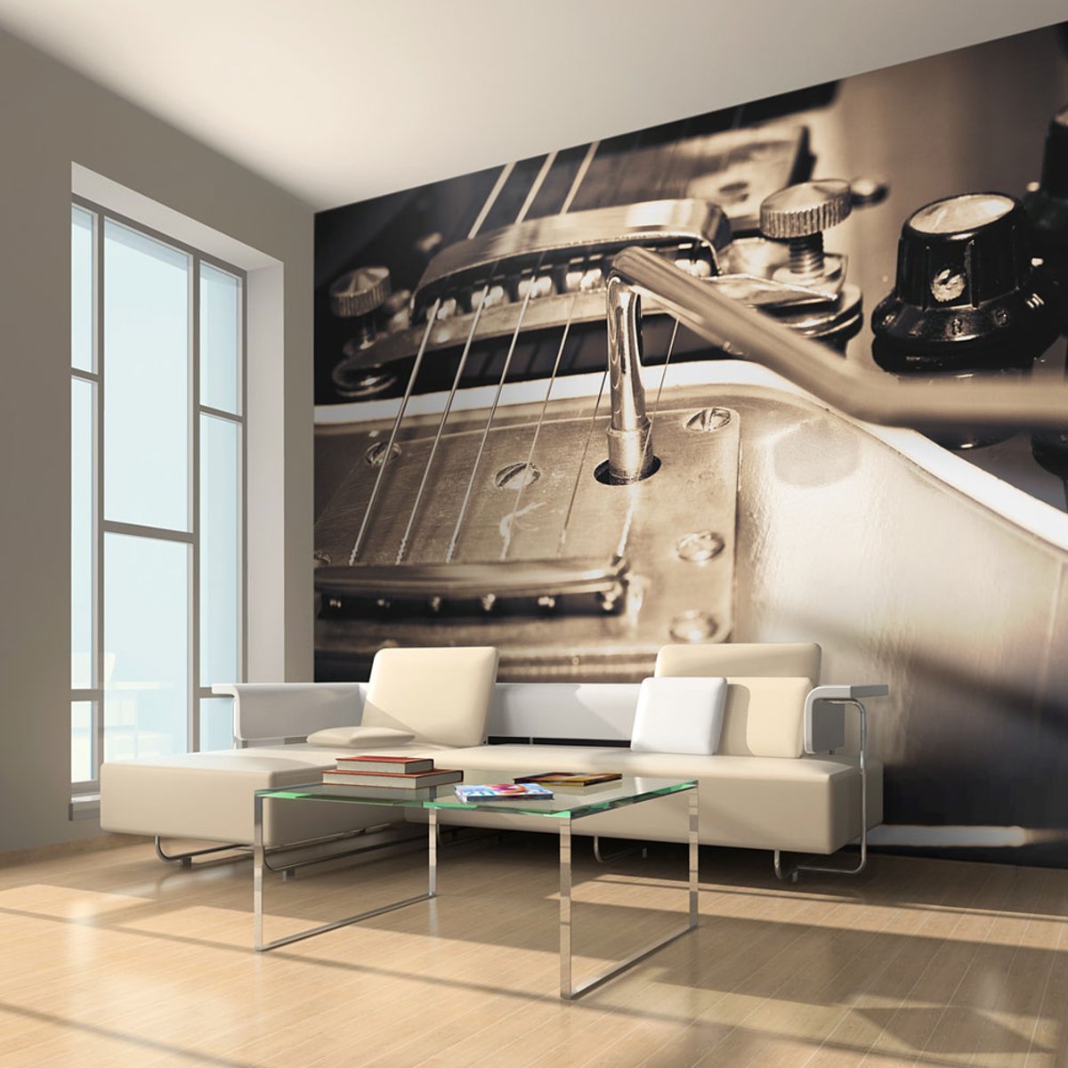 Papier peint intissé panoramique Hobby Guitare multicouleur, EDEN