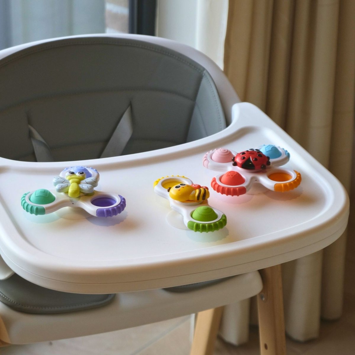 Lot de 3 toupies à ventouse multicolore, BO JUNGLE