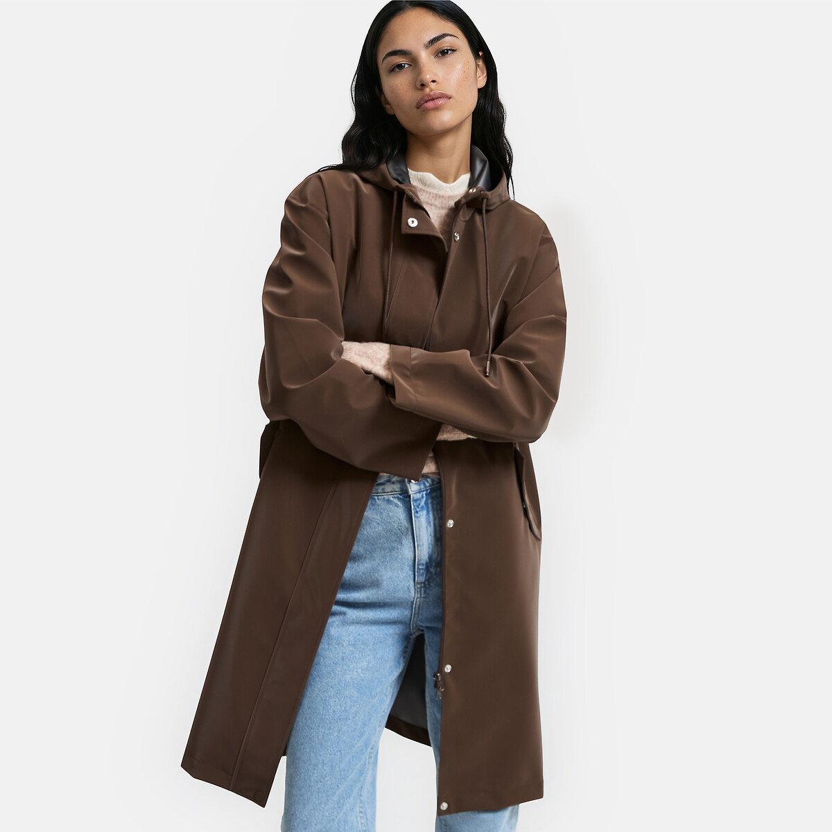 Coupe-vent mi-long à capuche marron, LA REDOUTE COLLECTIONS