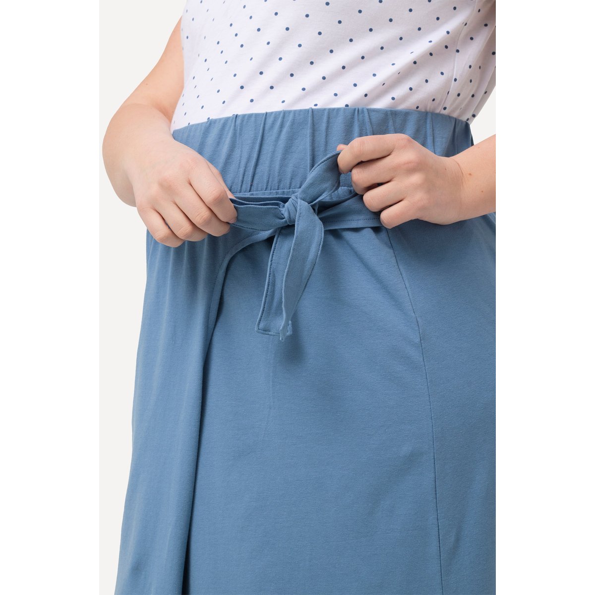 Jupe de grossesse en jersey de coton bleu fumé, ULLA POPKEN