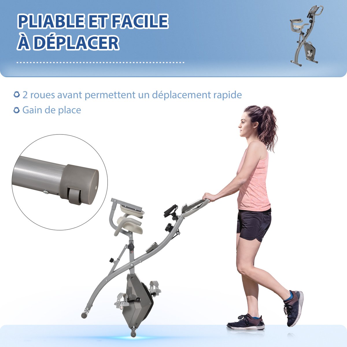 Vélo d'appartement magnétique Acier Gris, gris, HOMCOM