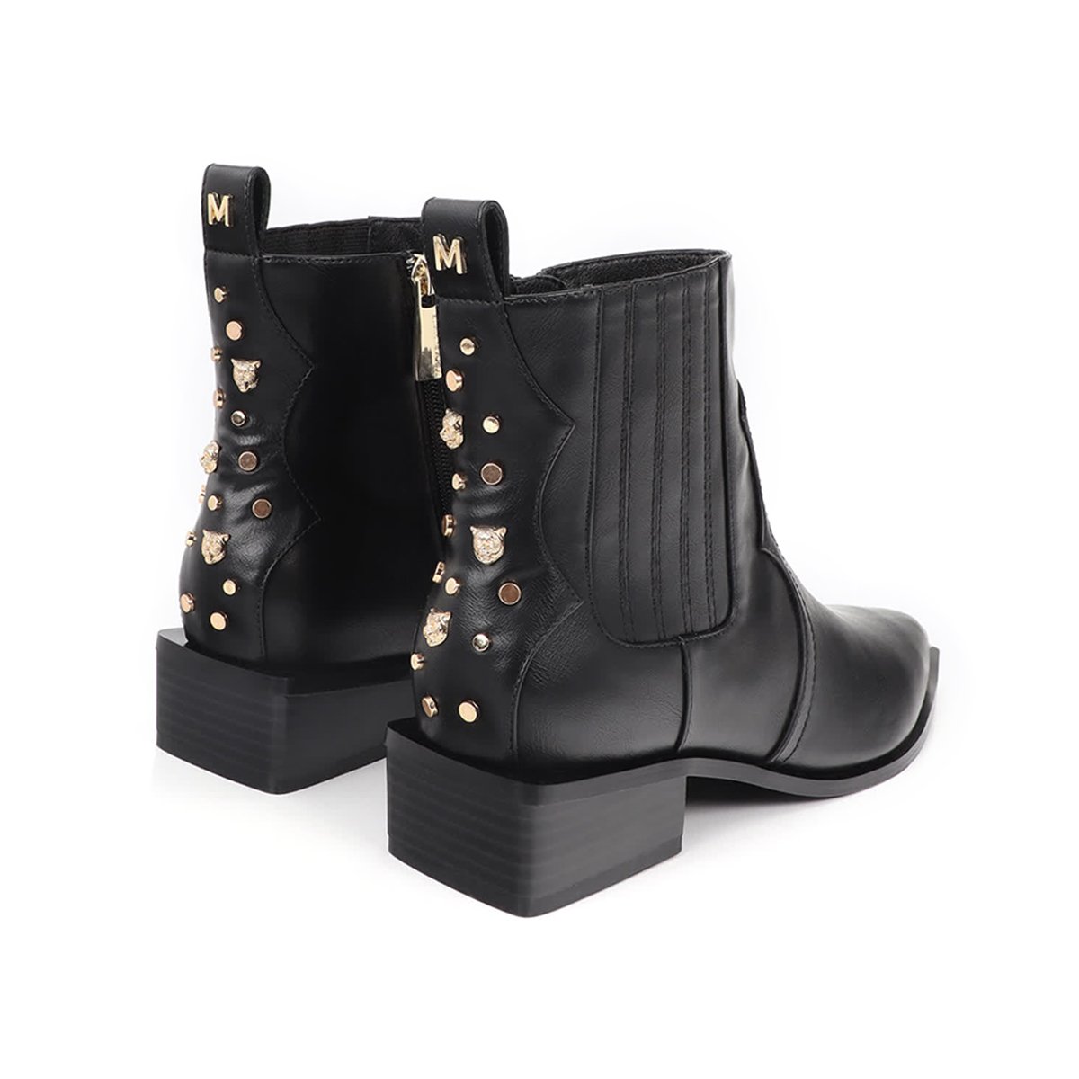 Bottines santiags cloutées à talon bloc noir, LOLA CASADEMUNT