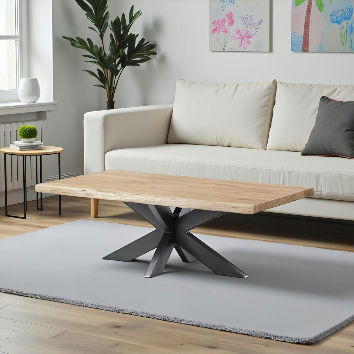 Table basse bois d'acacia à bords naturels ARBOR bois naturel, PIER IMPORT
