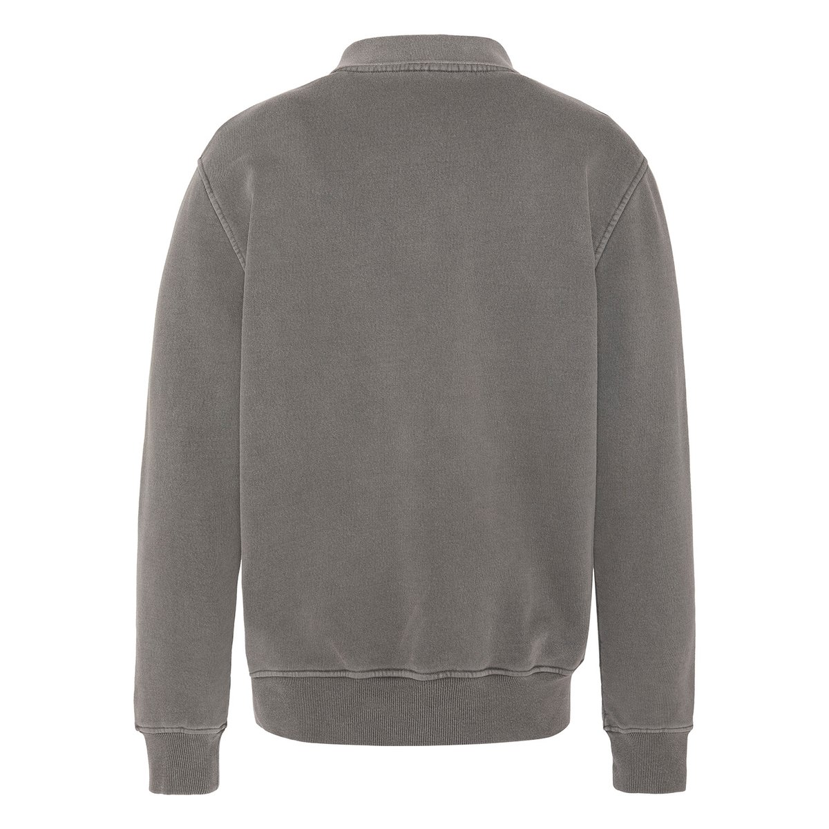 Sweatshirt col polo bleu, effet délavé charbon, SCHOTT