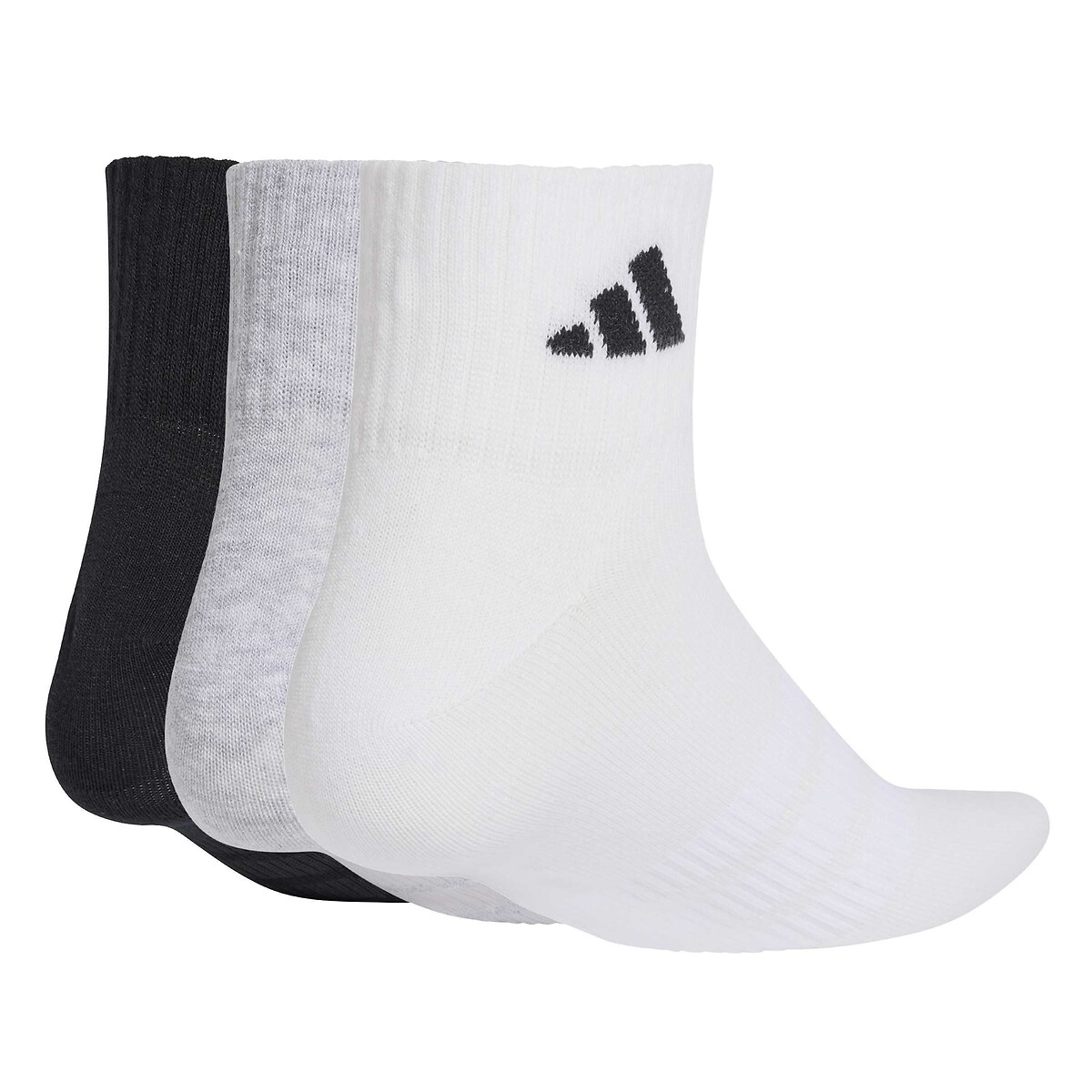 Lot de 3 paires de chaussettes matelassées Sportswear noir + gris + blanc, adidas Performance