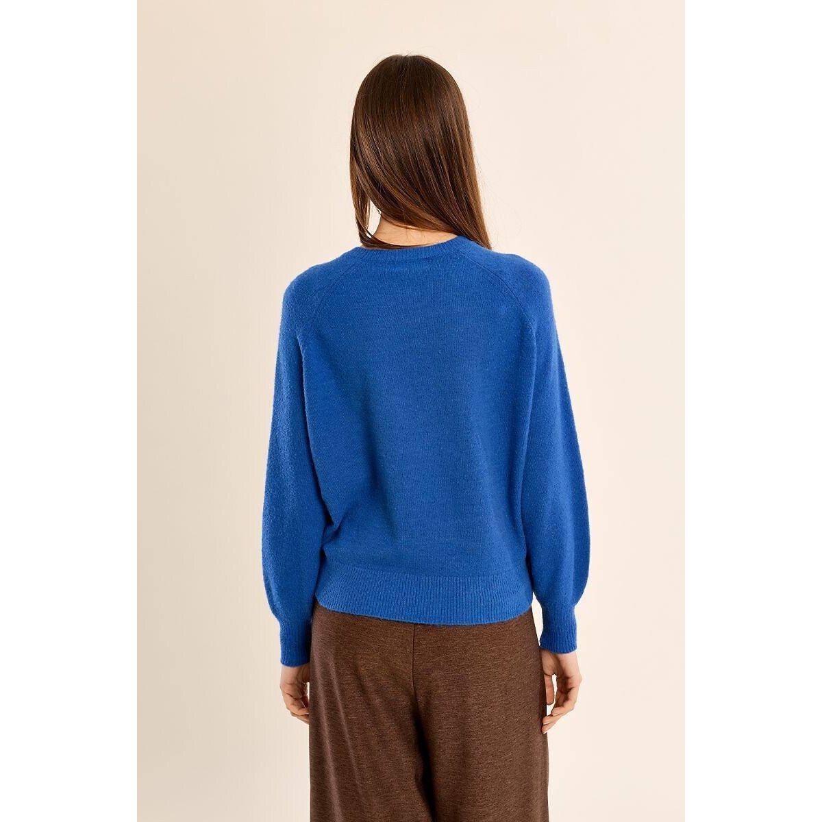Pull manches longues col boutonné bleu, MOLLY BRACKEN