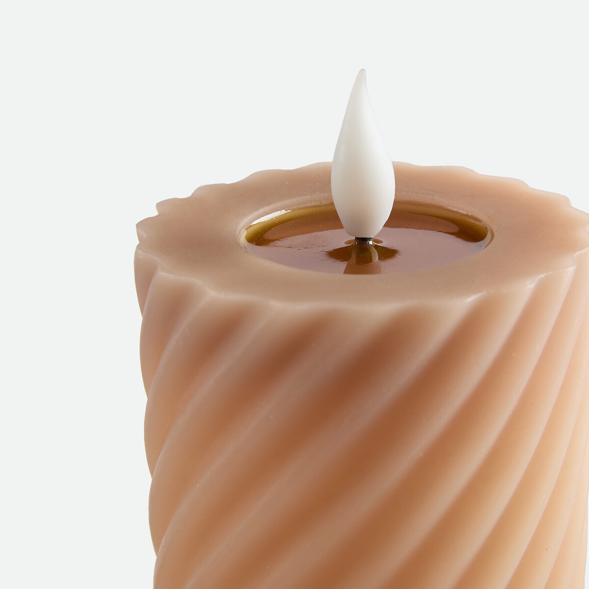 Bougie LED torsadée, en cire, hauteur 12 cm, CASPAR moka, LA REDOUTE INTERIEURS