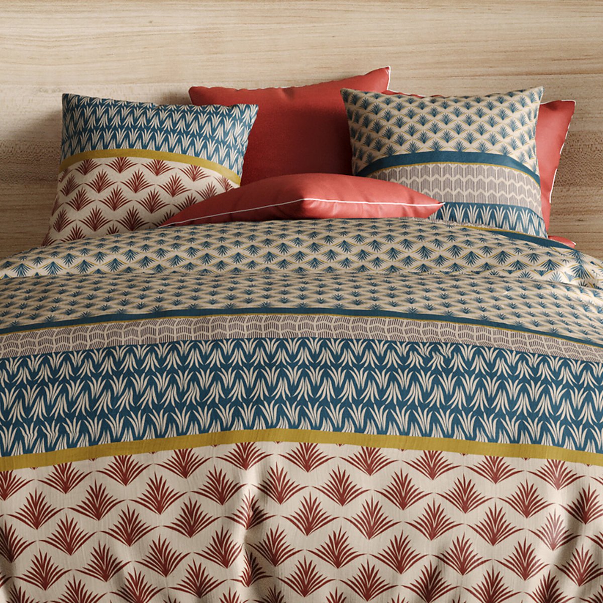 Parure housse de couette 100% coton 71fils manille bleu, ATELIER DU COTON