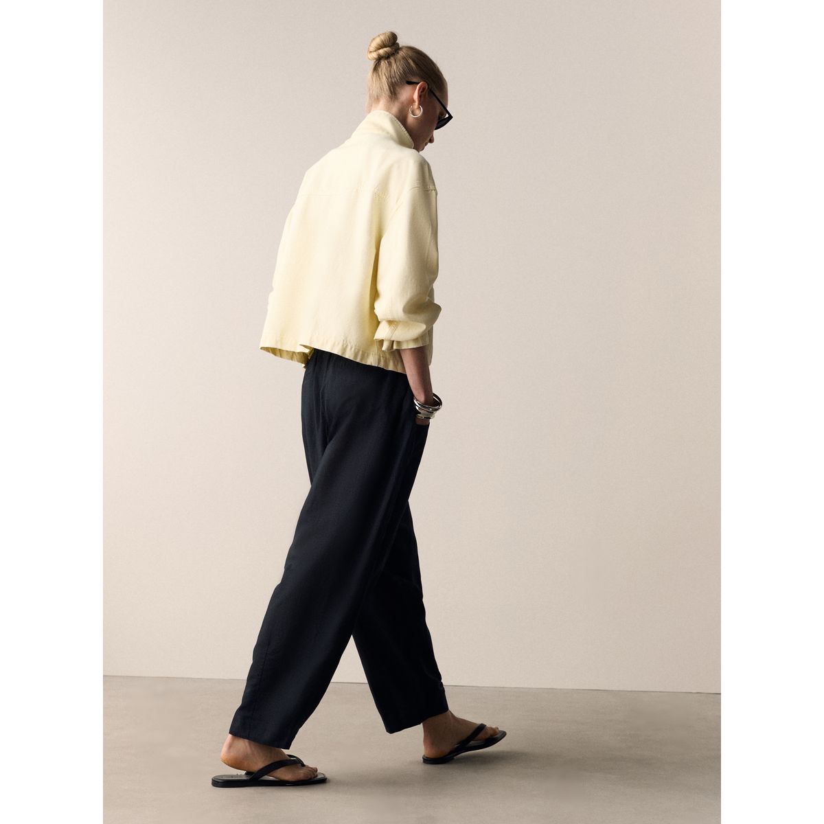 Pantalon large en lin et coton, lot de 2 noir/marron chocolat, NEXT